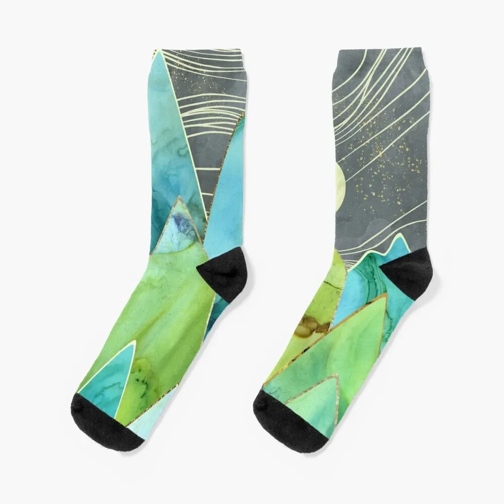 Moonlit Mountains Socks Stockings man sport designer brand Socks Ladies Men's