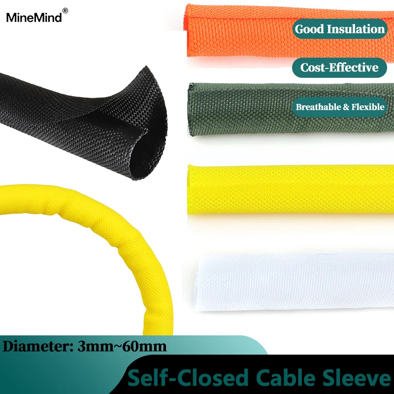 Self Closing PET Expandable Braided Sleeve Insulated Wrap Self Close Sleeved Cable Protecter Self-Closed Cable Organiser 3/10m