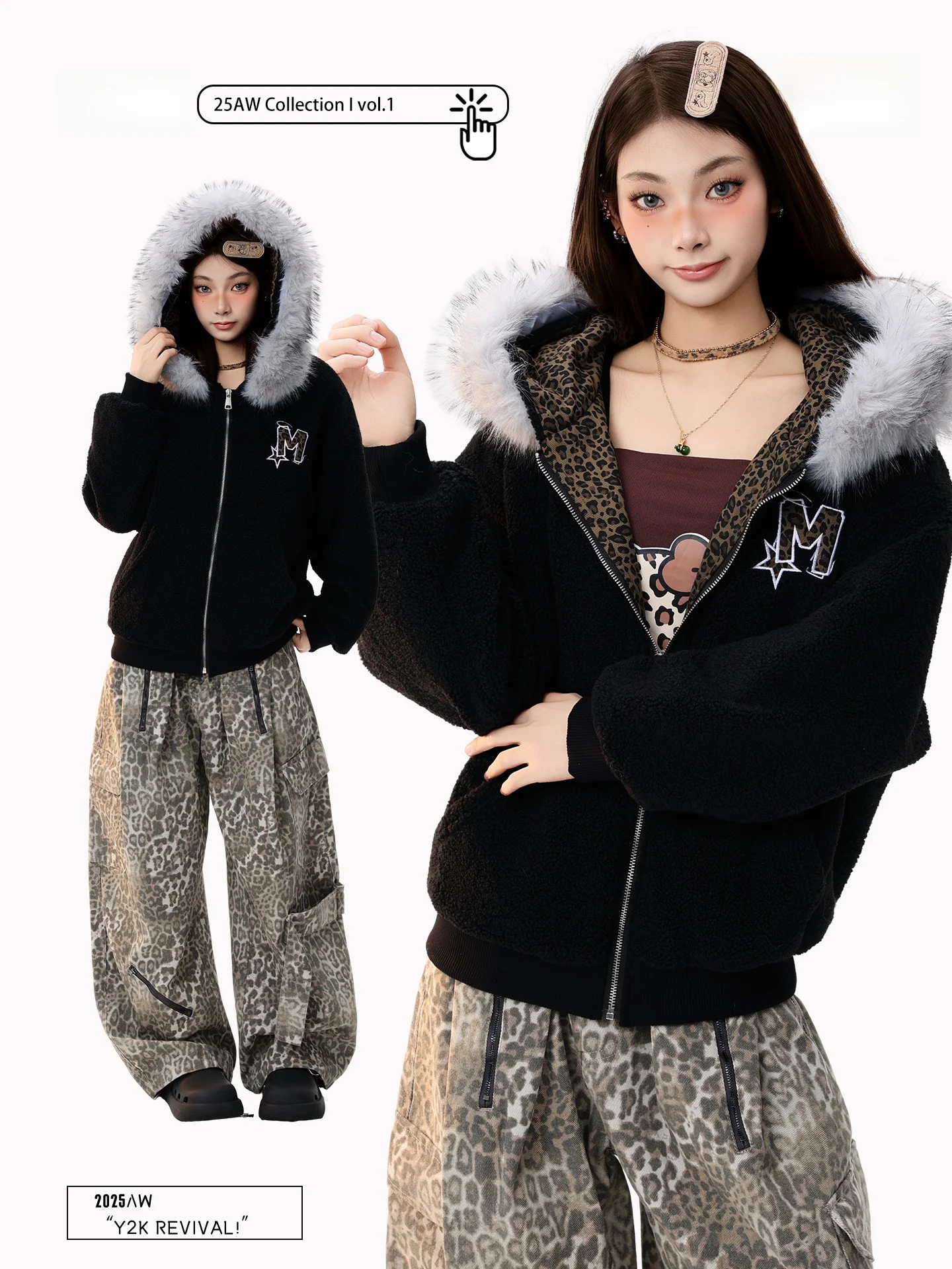 

Женское хлопковое пальто PBB в американском ретро-стиле с леопардовым принтом, на подкладке, с вышивкой, с меховым воротником, для пар