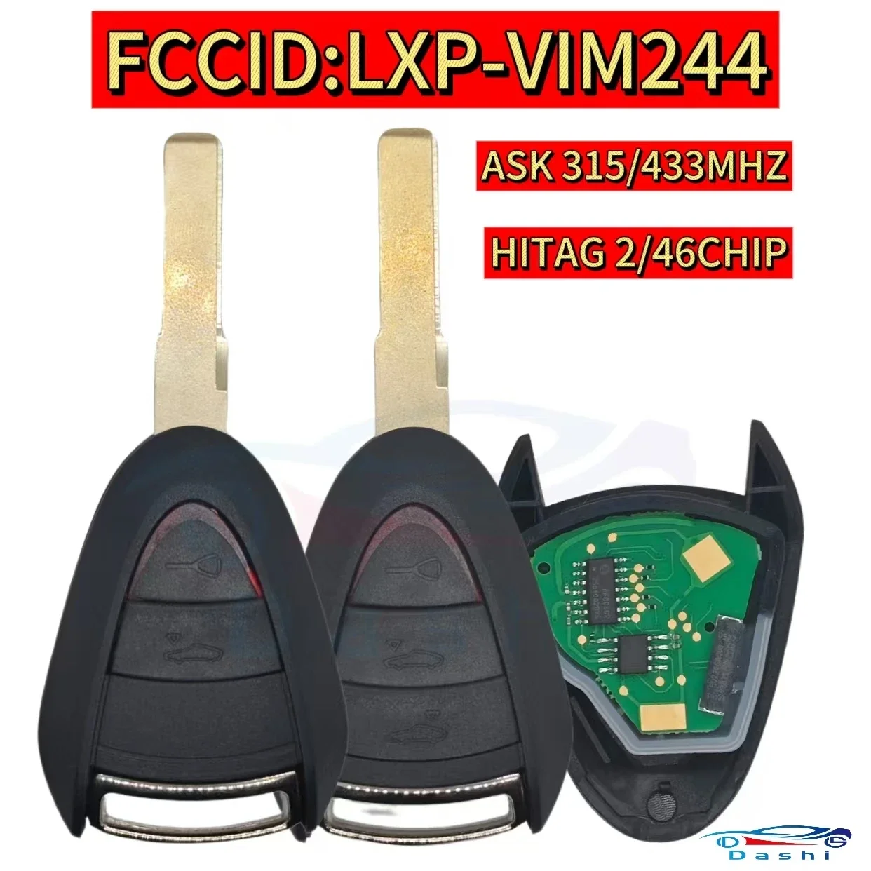 For Porsche Cayman 911 997 987 996 Carrera Boxster S 2S 4S Turbo Targa 315/433.92MHz ID48 ID46 Chip Remote Car Key  Uncut Blade
