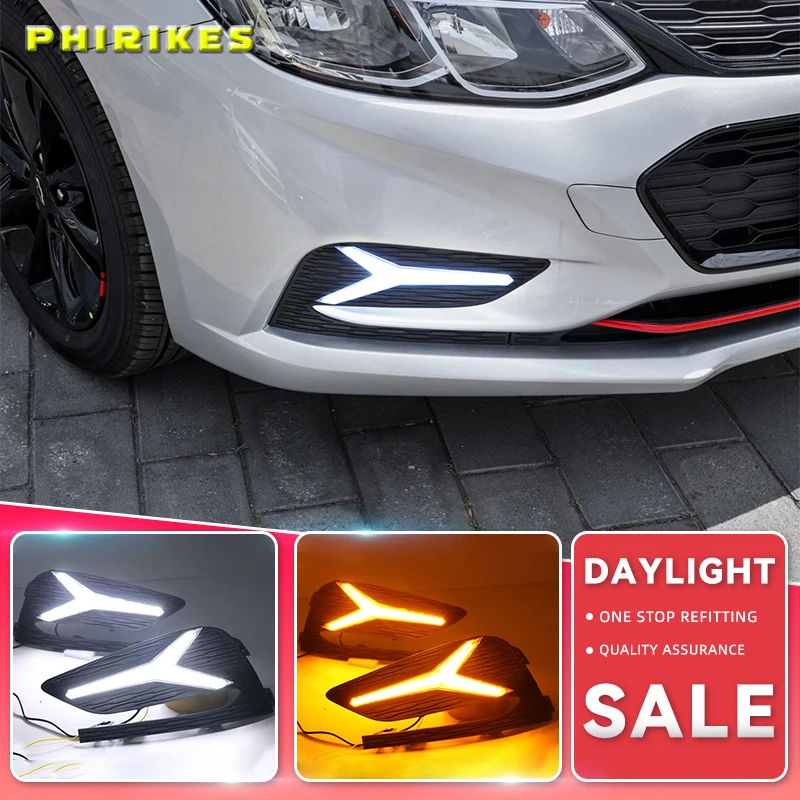 

2Pcs DRL For Chevrolet Cruze 2016 2017 2018 Daytime Running Lights fog lamp cover headlight 12V Daylight signal for Chevy