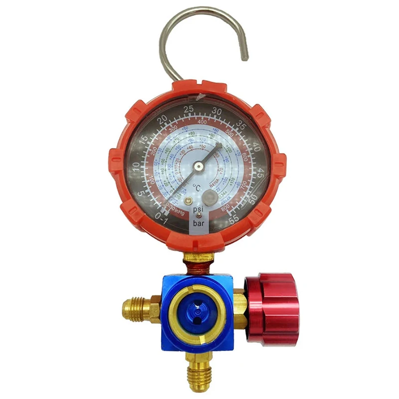 Air Condition Gauge For R410A R22 R134a R404A Valve 500psi/800psi Refrigerants Manifold Gauge Manometer with Visual Mirror