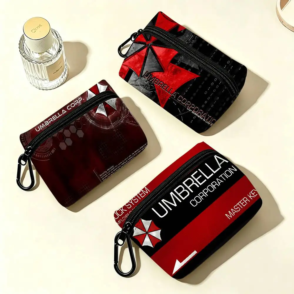 Game R-Resident E-Evil Compact Oxford Cloth Zipper Pouch Detachable Carabiner Mini Coin & Key Wallet