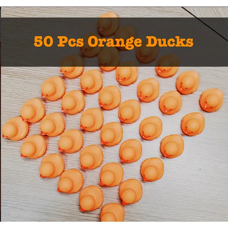 50/100PCS Halloween Rubber Ducks Orange Squirt Duckies , Toy, Classroom Prizes Ducky, Trick or Treat Fillers Party Favor