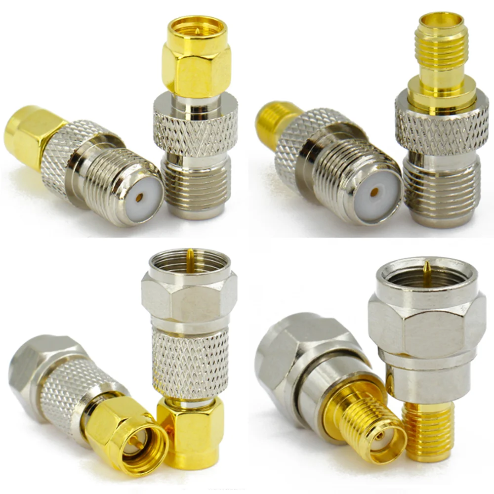 SMA To F Type TV Male Female Connector RF coaxial coax adapter F Type Female Jack to SMA Male Plug Straight Connector Adapter