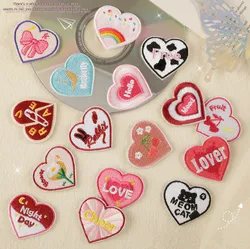 10 Pcs Mini Heart Embroidered Patches Stick On Iron On Clothing Hat Bag Shoe Repair Material Phone Gift Box Decor DIY Accessory