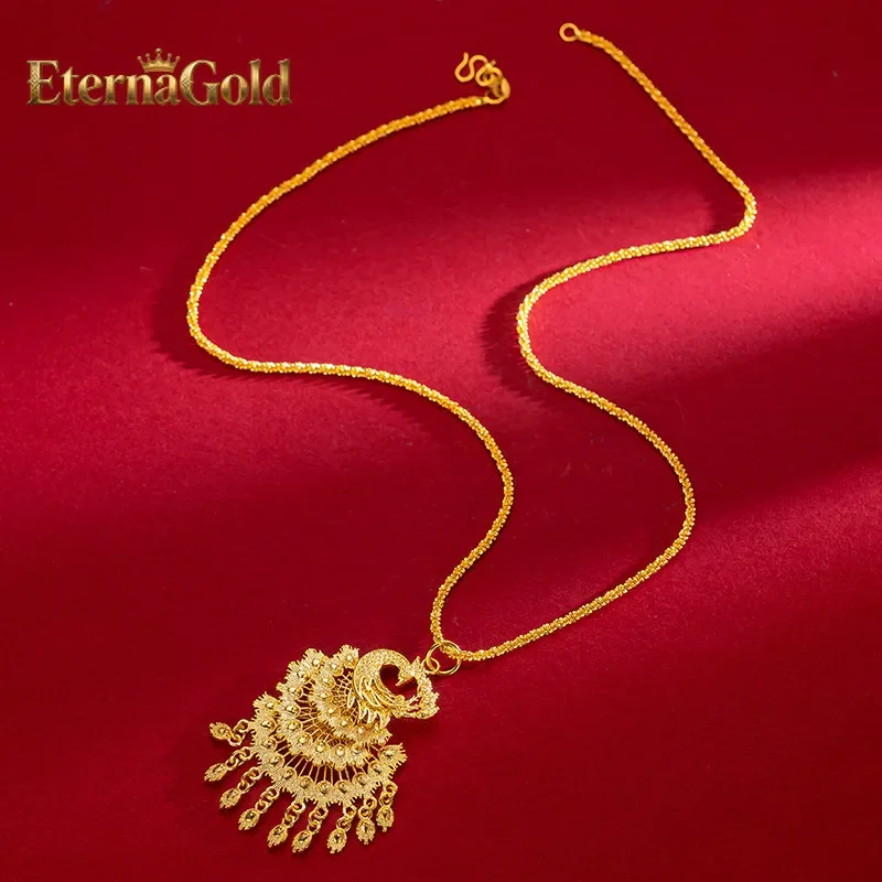 

EternaGold Women's 24K Gold AU999 Vintage Peacock Pendant - Pure gold, timeless vintage peacock, more exquisite with necklace