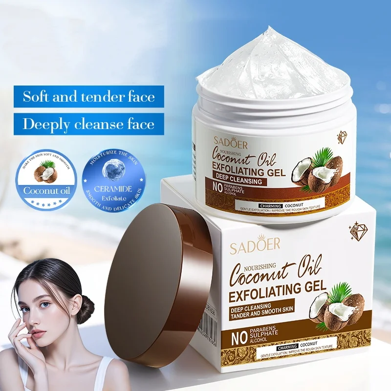 140g Coconut Oil Exfoliating Gel  Gentle Cleanses Pores & Long-Lasting Hydration, Suitable for Face & Body