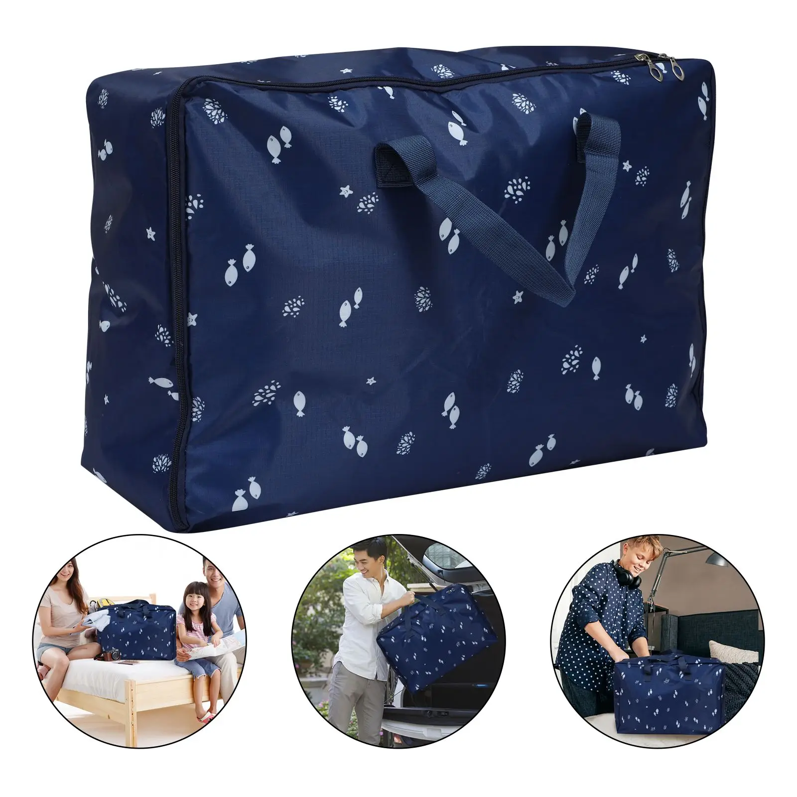 

1 pc Zipper Quilt Storage Bag Oxford Cloth Foldable Organizer For Blankets Clothes Moving College Dorm Travel Household