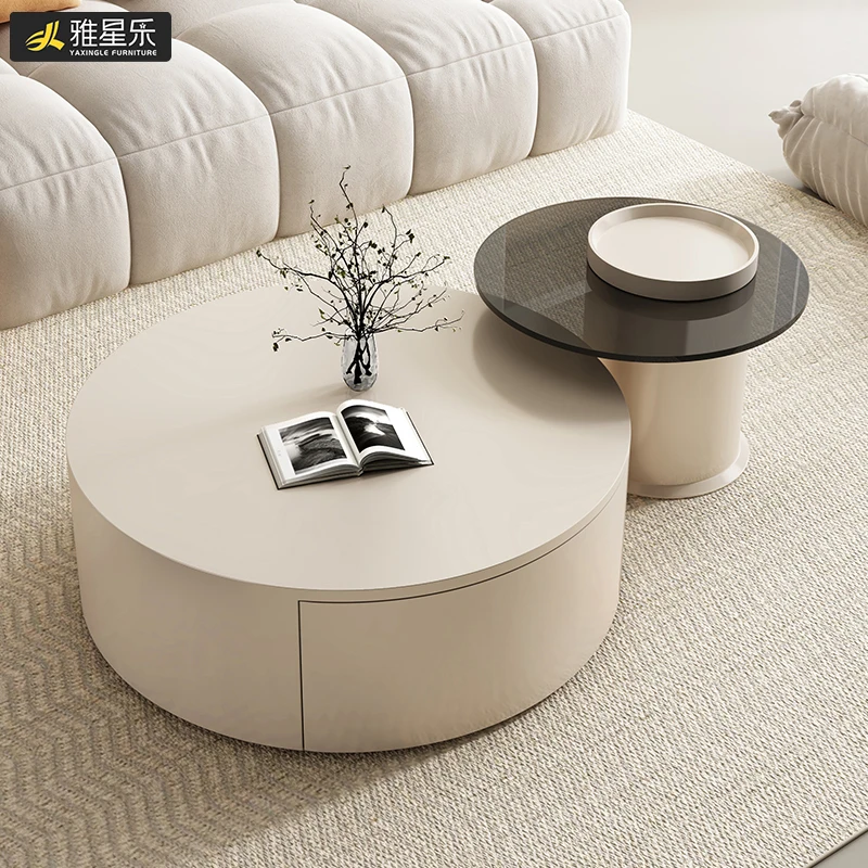 

White Luxury Coffee Table Modern Storage Design Organizer Coffee Table Vintage Minimalist Mesas De Centro Para Sala Furniture