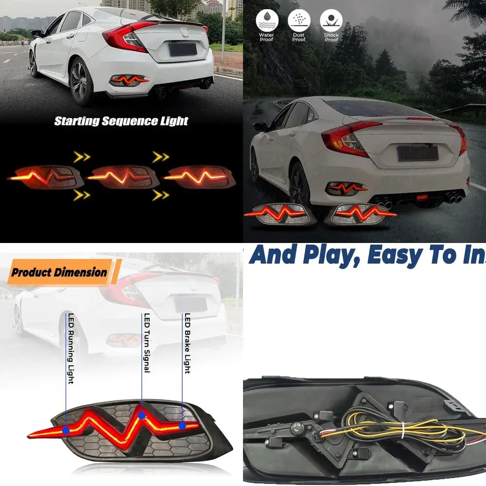 

Honda Civic 2016-2021 Последовательные светодиодные задние фонари с отражателями для моделей LXE, Touring Sedan
