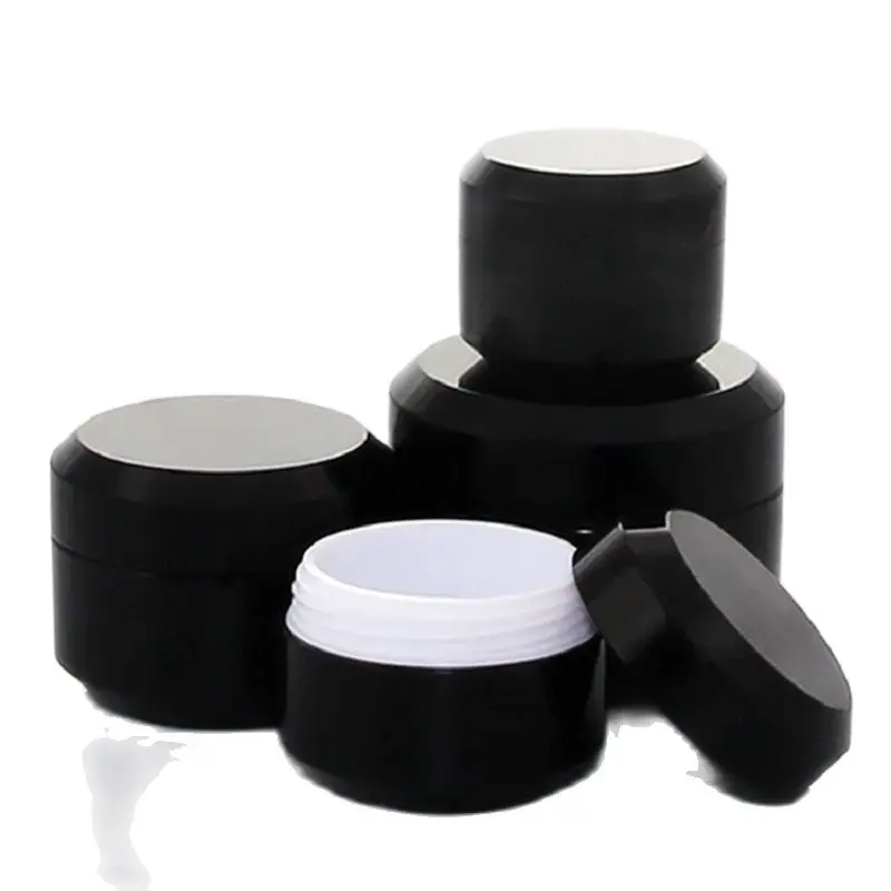 

Plastic Cream Jar Wholesale 5g 15g 30g 50pcs Double Black Lotion Refillable Bottle Empty Cosmetic Pots Containers Jars