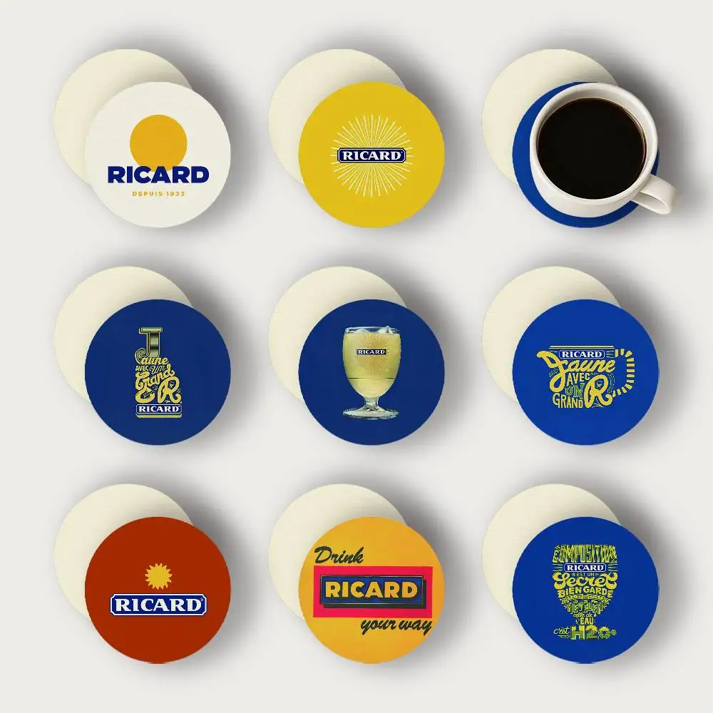 R-RICARD-Es Logo 2D Holzuntersetzer Hitzebeständig Rutschfest für Zuhause Büro Bar Café Restaurant Feiertag Geburtstagsgeschenk Langlebig