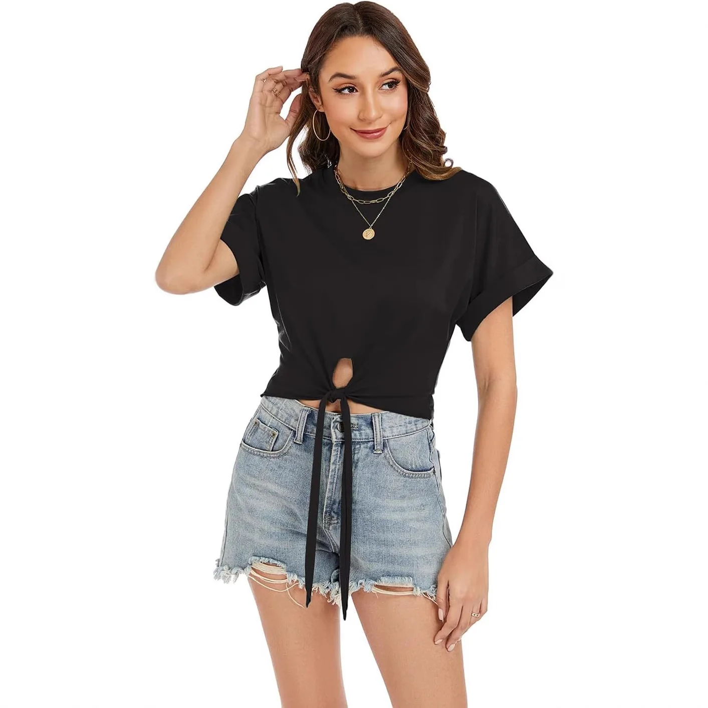 T-shirt rond ample pour femmes, Design pour filles chaudes, haut décontracté et confortable pour dames