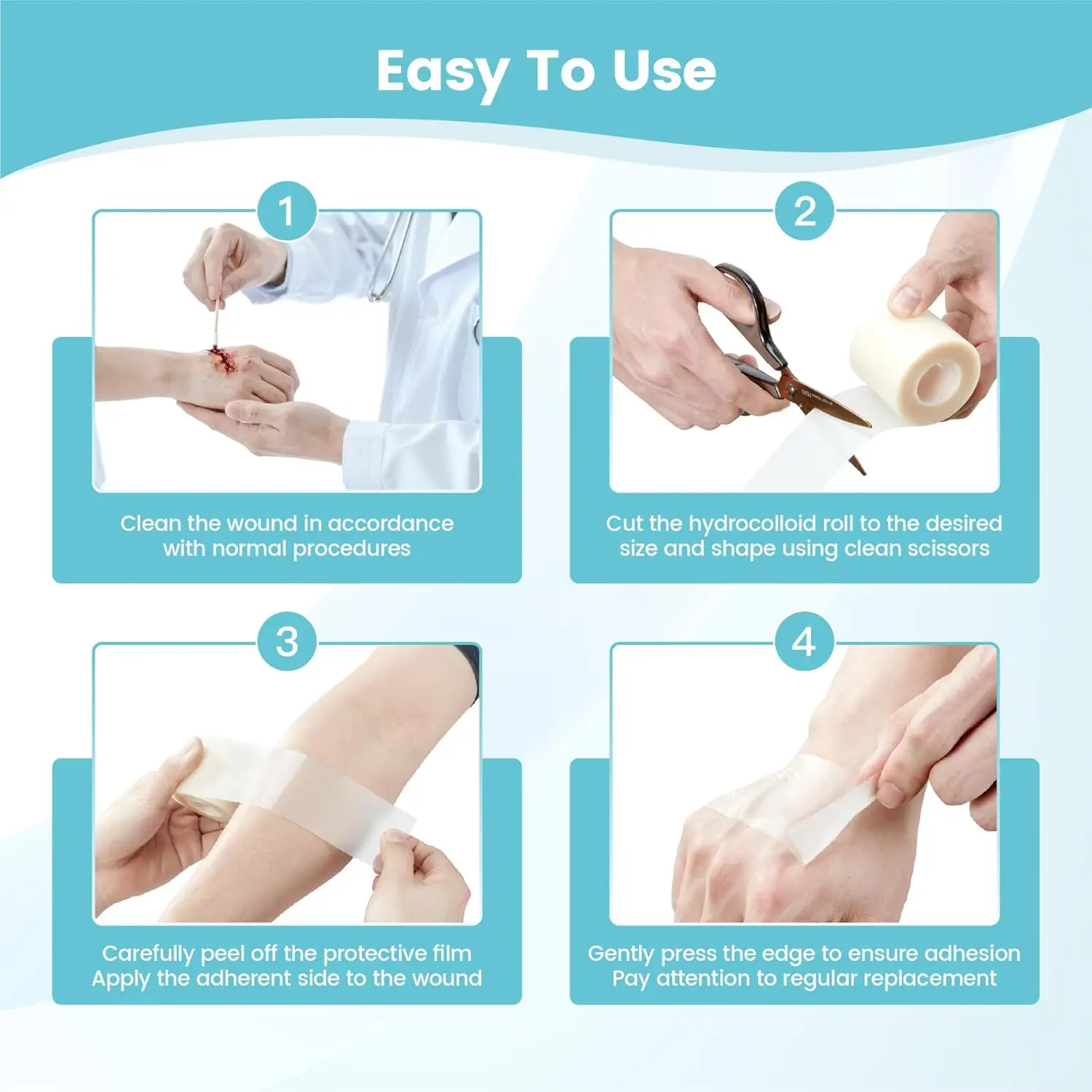 Hydrocolloid Bandage Hydrocolloid Patch Bandages Effective Roll For Wound Care Waterproof Self-Adhesive Highly Absorbent Tape image 4