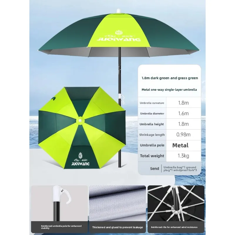 Heavy Duty Windproof 360 Degree Shade Parasol Walking Stick Angled No Base Fishing Umbrella New Model Outdoor Fishing Umbrella