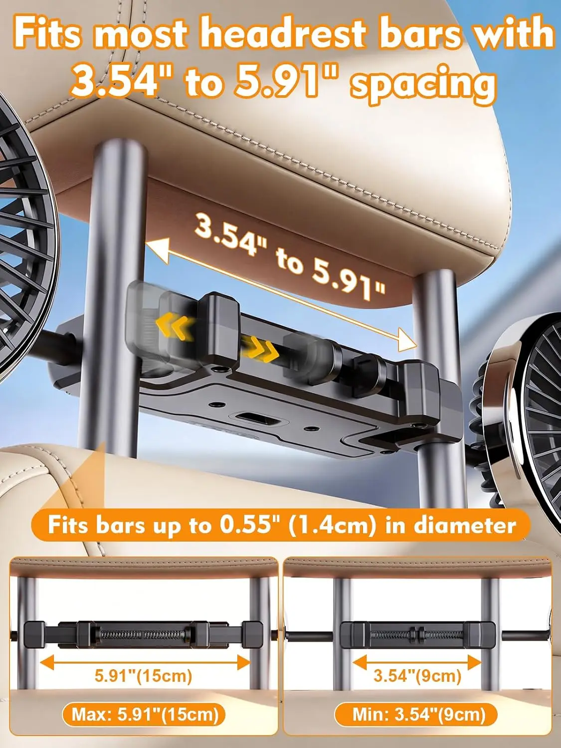 2026 New Upgrade USB Powered Backseat Car Fans For Kids & Baby - 5V/2A Dual-Head Cooling Car Fan With Independent Control, 360°