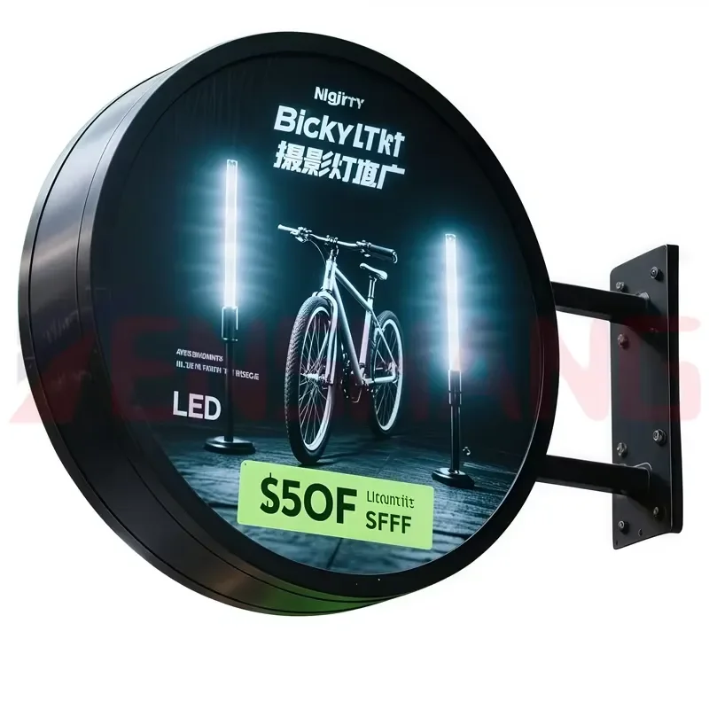 Single Double Sided Led Light Box Round Led Screen Display 3D Indoor Outdoor Business Signage Advertising Billboards Sign