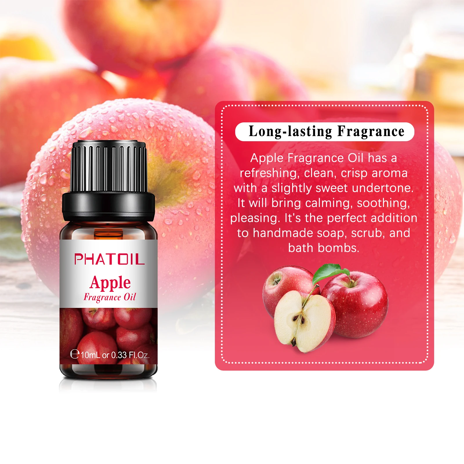 PHATOIL 10ml Fruit Fragrance Oil For DIY Perfume,Humidifier,Diffuser-Watermelon Strawberry Cherry Lemon Lime Mango Aroma Oils