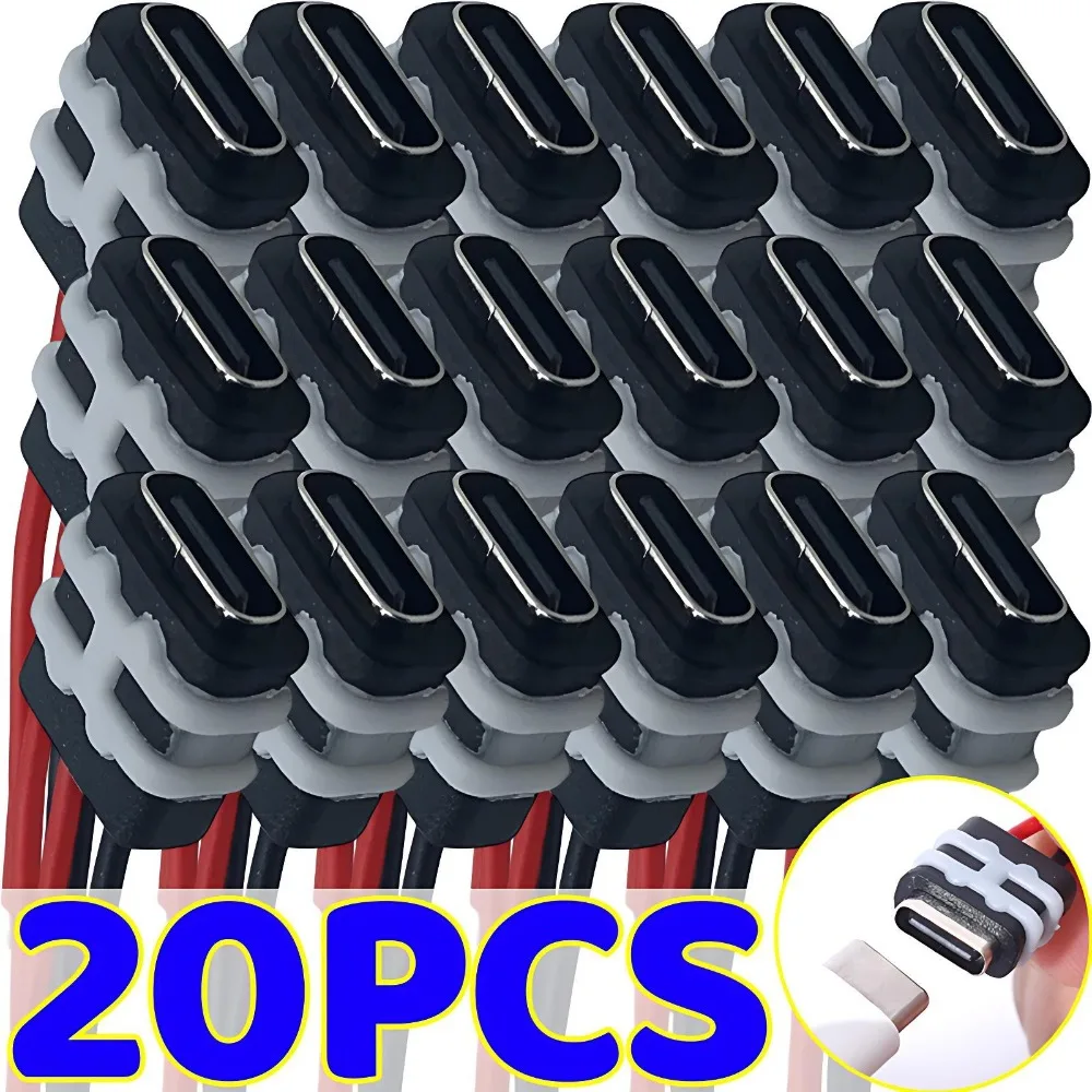 

Waterproof USB C Type-C Female Socket Connector 2 Pin Wire DIY Pigtail Power Cable for Car Motorcycle Fast Charging Port Repair