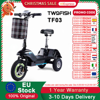 TWOFISH Folding Three-wheel Scooter 12 inch Tire 48V15AH Battery 500W 30km/h Max Speed with Basket  Electric Scooter for Adults