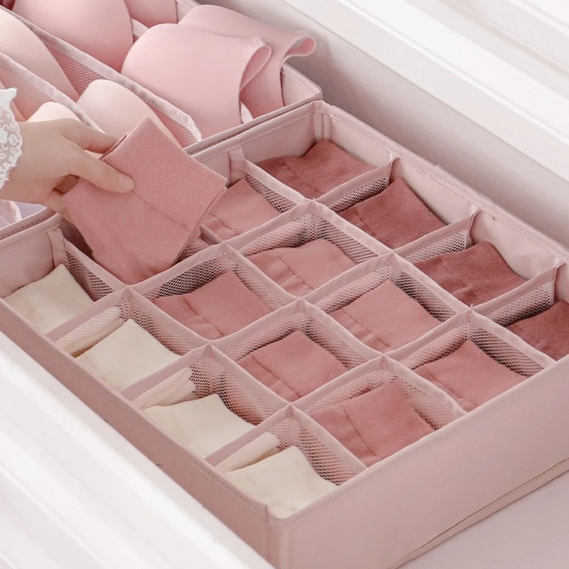 

Drawer Organizers Underwear Socks Bra Storage Box Plaid Artifacts Household Storage Box Drawer Type Sorting Fabric Art