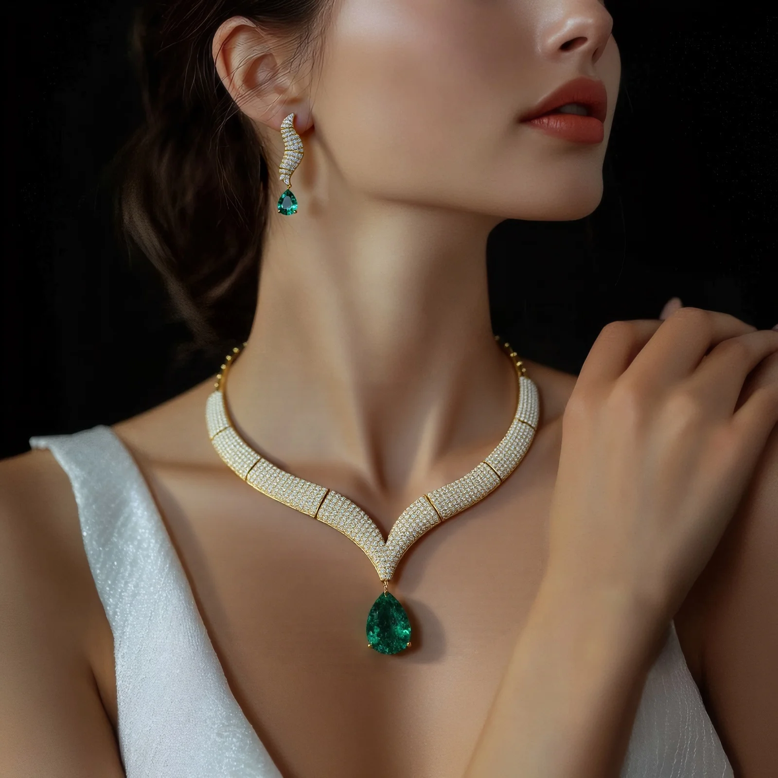 HIBRIDE New Arrival Fashion Luxury Shinning Cubic Zircon Wedding Party Necklace Earring Jewelry Set for Women BridaLGift N-1263