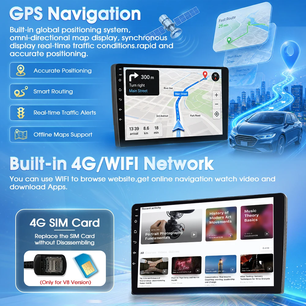 Reproductor de Audio para Auto Podofo de 8 Núcleos Android 2din para Hyundai IX20 2012 con Navegación GPS, Carplay Inalámbrico, Android Auto, WIFI, DSP, FM, RDS, Bluetooth y Receptor de Autoradio