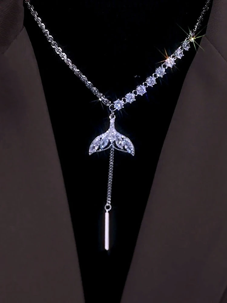 

Zircon Large Tailed Fish High End Necklace Temperament Sweater Chain Female