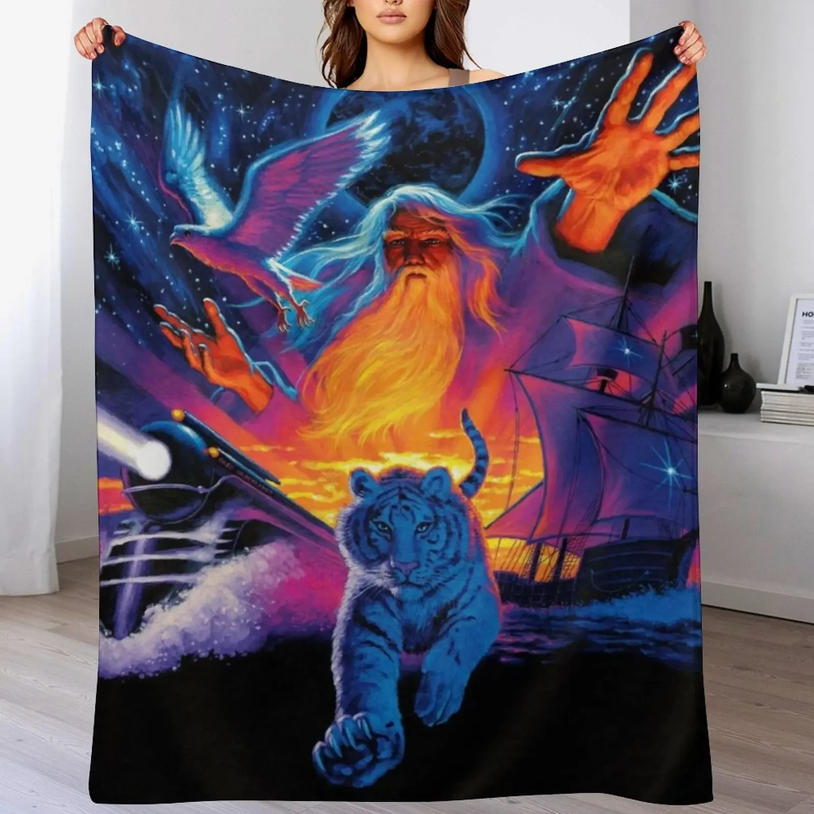 

The Wizard's Journey - Art by Greg Hildebrandt Throw Blanket Portable Lightweight Blanket for Travel Camping