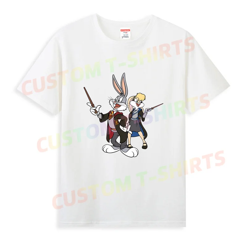 2024 Men Bugs Bunny T Shirt Casual Spanking Lola Bunny T-shirt Graphic Summer Short Sleeve 100% Cotton Streetwear S-3XL Cool Tee