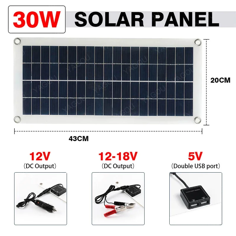 Imagem -04 - Kit de Painel de Sistema Solar Inversor de 1000 w 30 w Completo com Controlador Conjunto de Carga de Bateria de 12 v para Acampamento de Carro em Casa