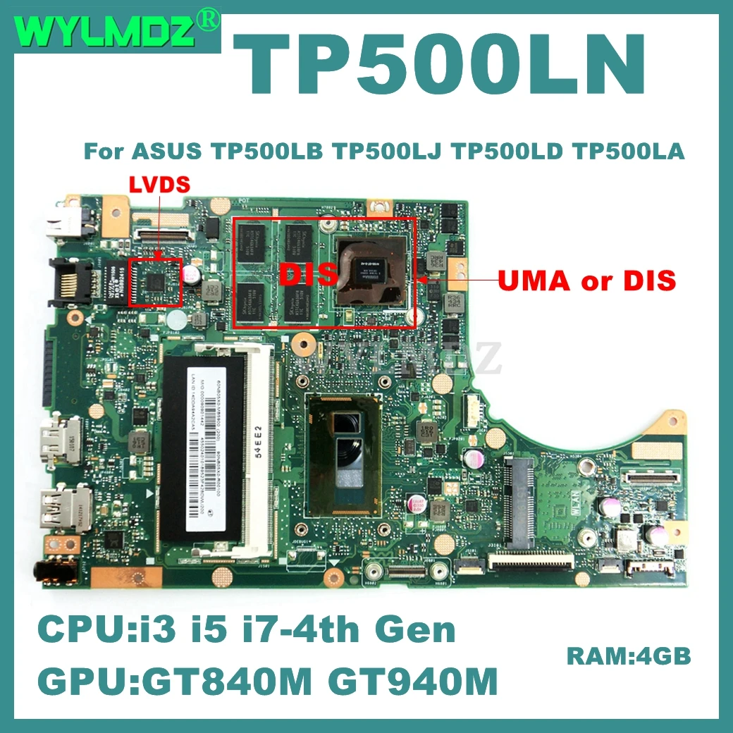 TP500LN Mainboard For ASUS TP500LB TP500LJ TP500LD TP500LA TP500LN TP500LAG TP500LA  Motherboard i3/i5/i7 CPU 4GB-RAM UMA / DIS