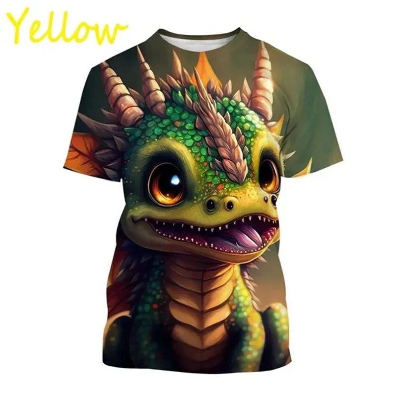 

New Hot Selling Baby Dragon 3D Printing T-shirt Serpent Fashion Round Neck Short Sleeve Dinosaur Casual Unisex Top Tee Shirts