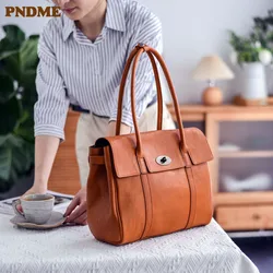 Business casual designers handmade genuine leather women's shoulder bag fashion outdoor travel work real cowhide female handbag