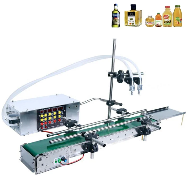 Petite Machine de remplissage de liquide de transport automatique, bande transporteuse automatique, remplissage de liquide à Double tête, peut détecter la haute précision