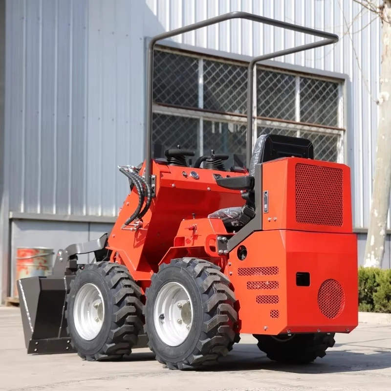 Mini Loader diesel, Mini Skid Steer Loader Diesel Beroda Rantai dengan Bucket 4 in 1, Pemasok Mini Loader