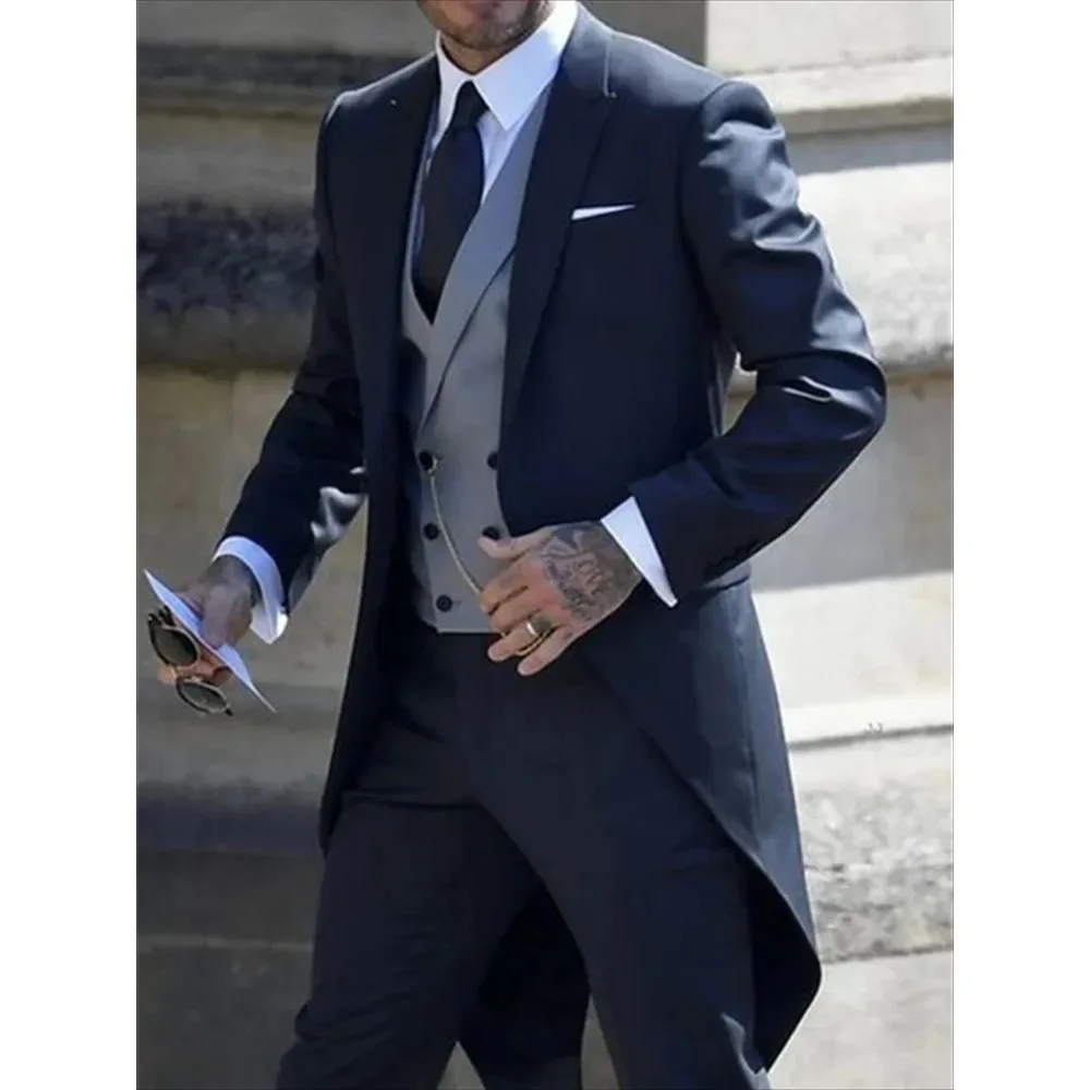 Elegant Mens Tailcoat 1 Pieces Long Tail Coat Formal Occasion Suits Male Jacket Party Wedding Dance Conducting Performances