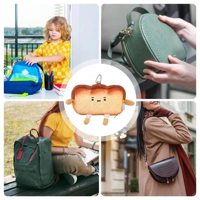 Plush Wallet Toast Zipper Change Wallet Plush Backpack Pendant Cute Coin Pocket Small Money Wallet For Women Girls