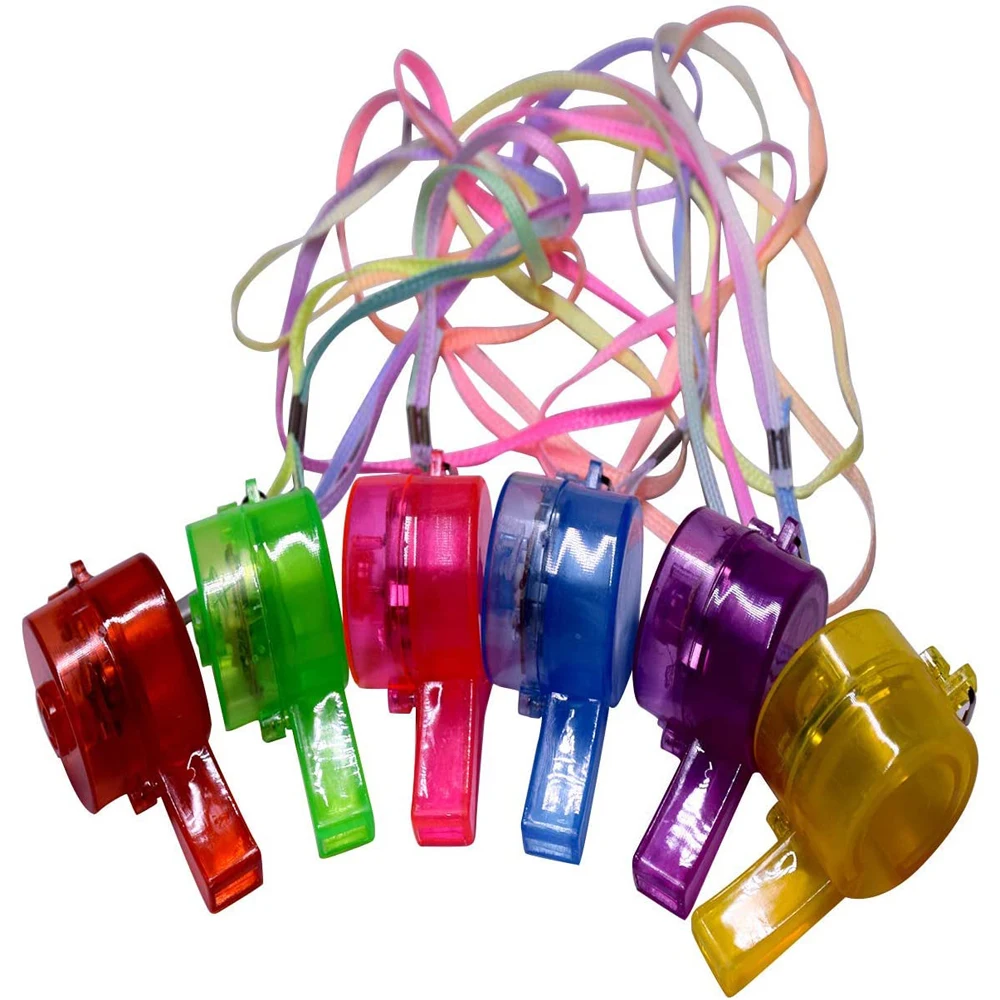 

The Dark Kids Children Colorful LED Light Up Whistle Flashing LED Whistle LED Flashing Whistle Glowing Colorful Pendant Whistle