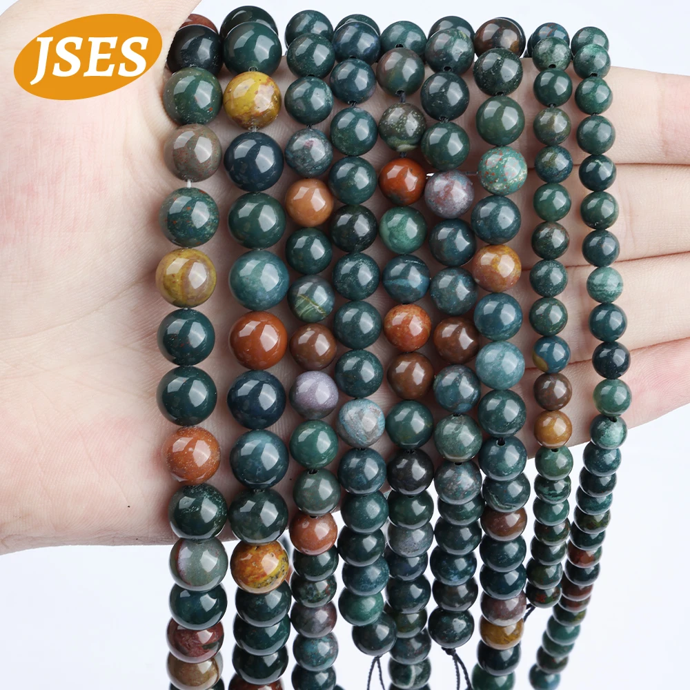 Natural Bloodstone Beads Indian Heliotrope Loose Round Shape for Jewelry Making DIY Bracelets Necklace Wholesale Accessories