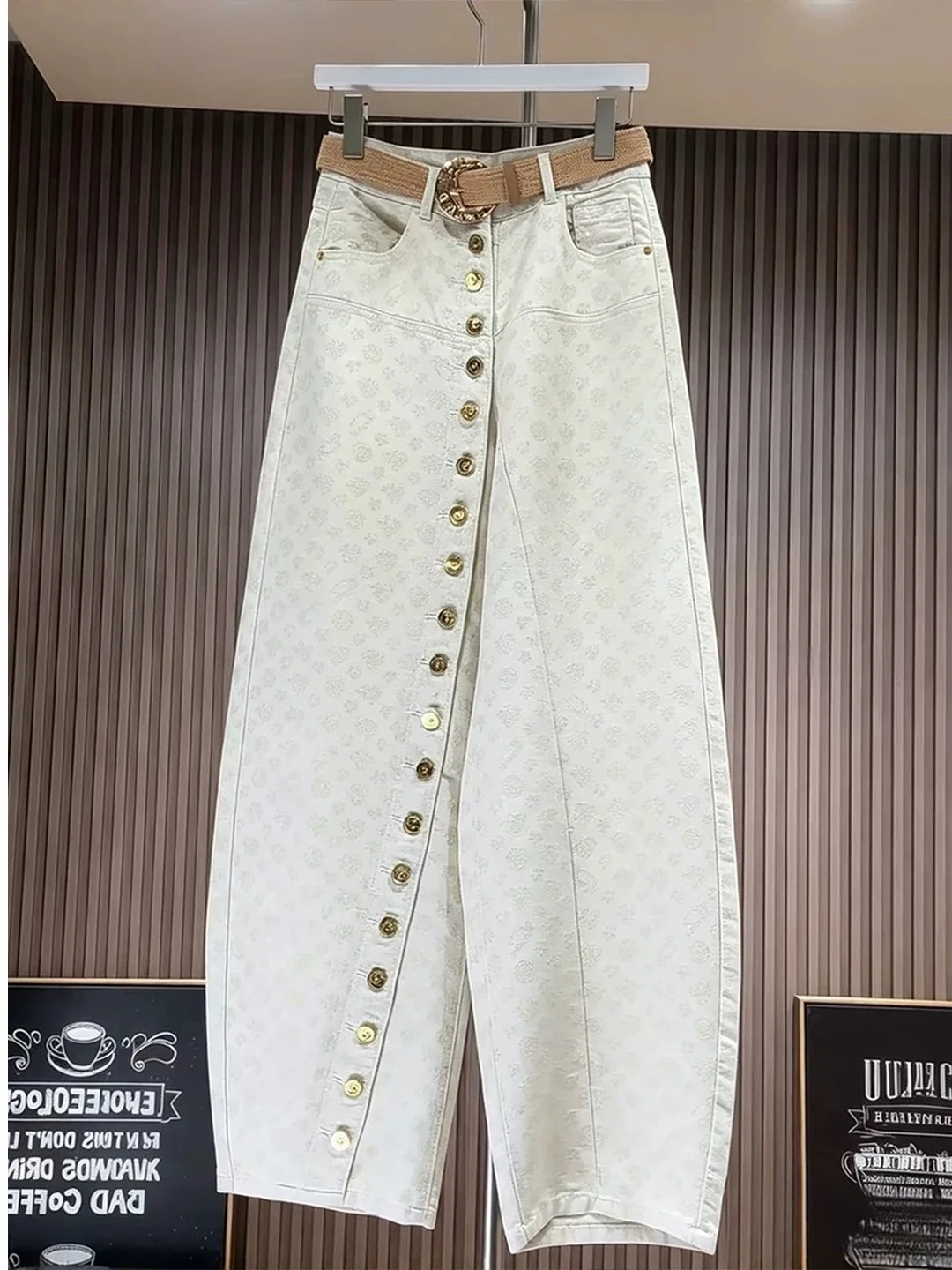 High Waist Wide Leg Jeans Women's plus Size Single Button Knife  Denim Pants Slimming Loose Fit Autumn New Style