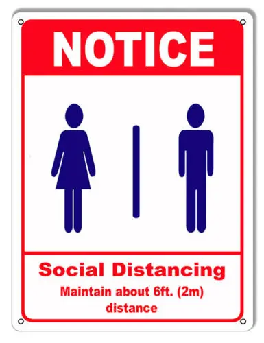 Notice Social Distancing Metal Sign 9x12