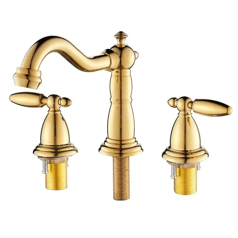 

Modern Luxury 8 Inch 3 Hole Widespread Ware Hot and Cold Brass Bathroom Water Lavatory Sink Faucet for Hotel Bathroom