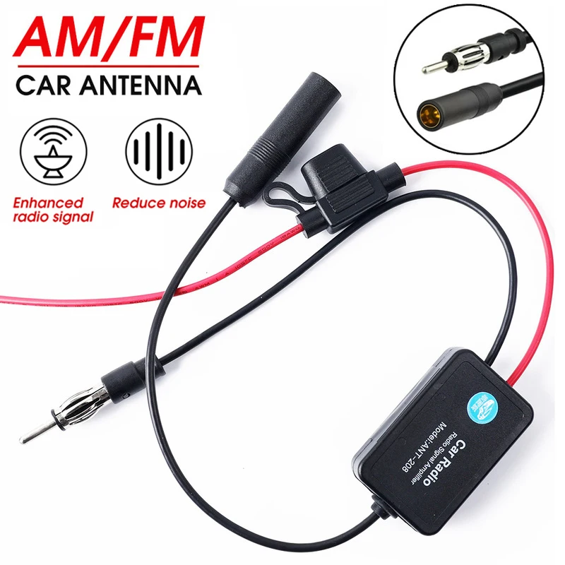 FM Radio Signal Car Antenna Signal Amplifier Universal Anti-interference Enhance Set AM Auto Electronic Amp Accessories 12V