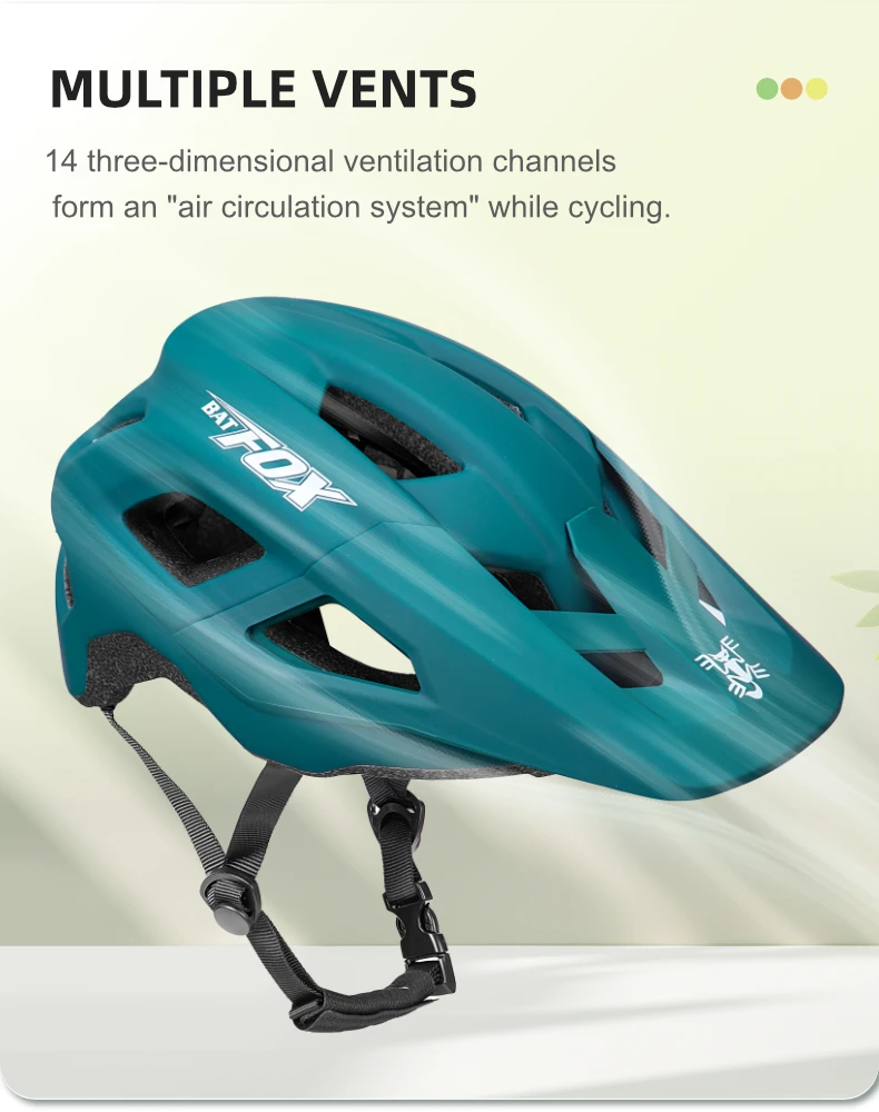 BATFOX Professioneller Fahrradhelm für Herren und Damen, leicht, mit PC-Schale und EPS-Innenfutter, verstellbar, für Offroad-Radfahren, Sicherheitshelm für Mountainbikes. – Detail 5