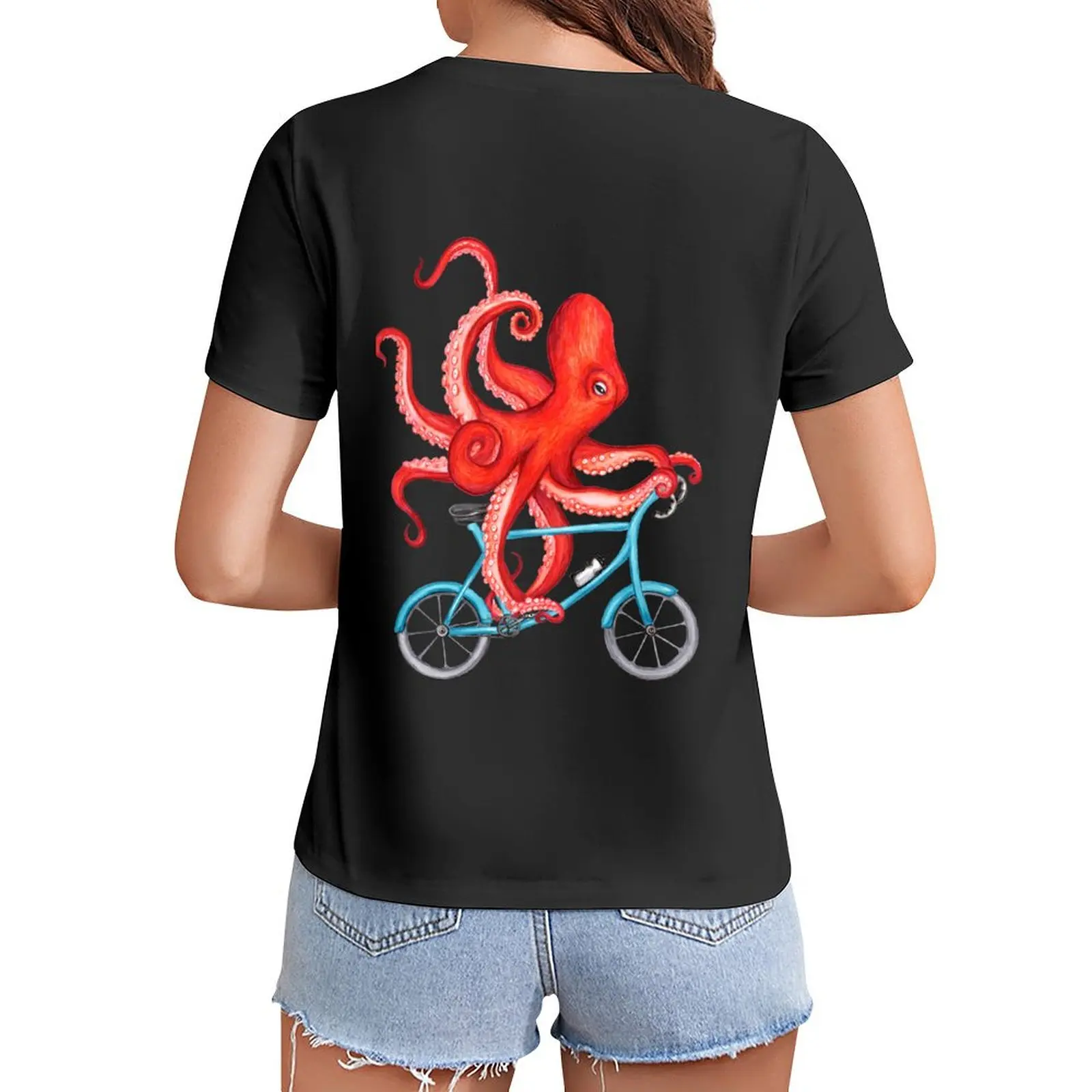 

Cycling octopus T-Shirt animal prinfor sports fans spring clothes Women 2024