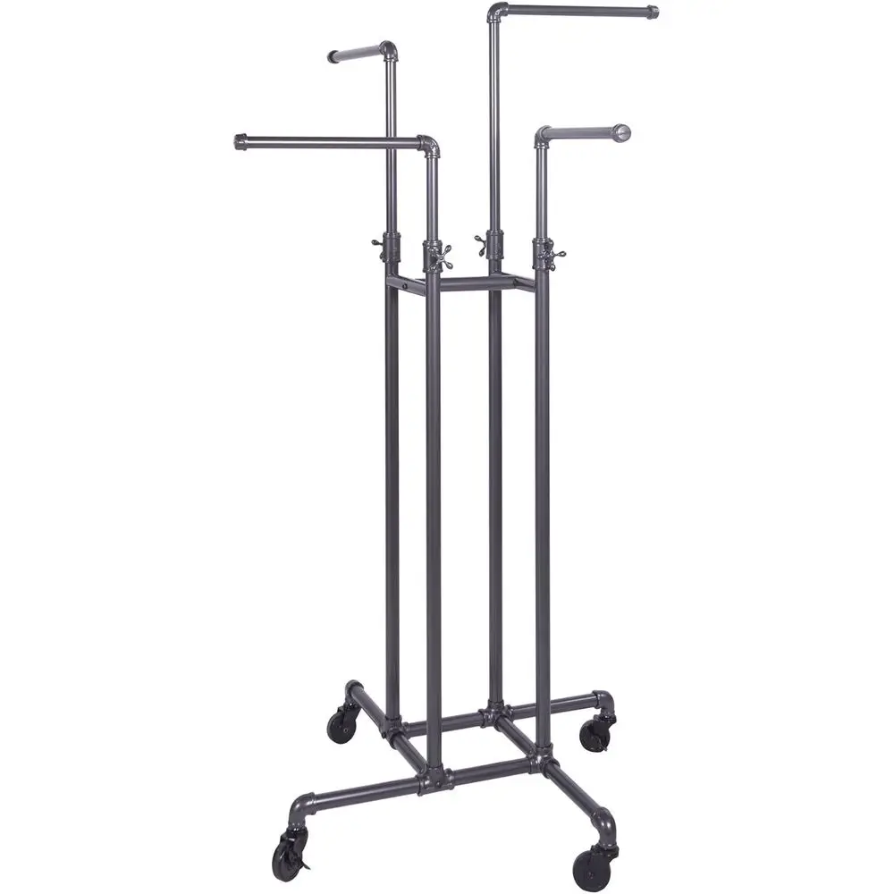 

Adjustable Heavy-Duty 4-Way Anthracite Grey Clothing Rack