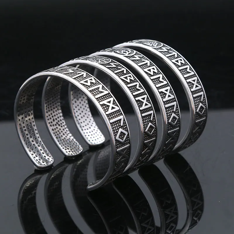 

Viking opening Odin runic alphabet stainless steel bracelet vintage trend titanium bracelet