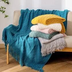 Nordic Knit Plaid Blanket Super Soft Bohemia Blanket For Bed Sofa Cover Bedspread Plaid On The Sofa Decor Blankets With Tassel